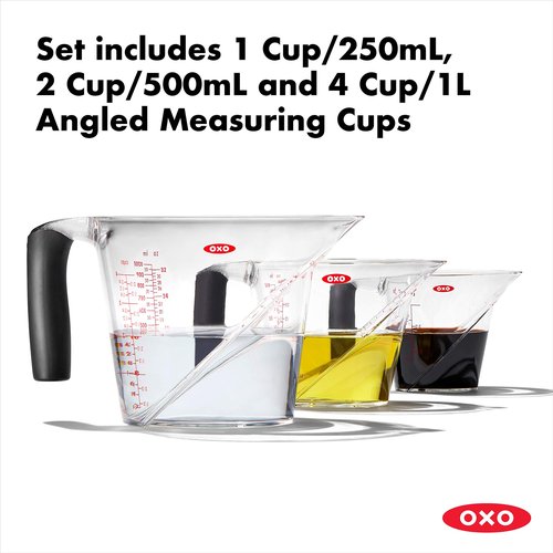 OXO Good Grips 3-Piece Plastic Mixing Bowl Set + OXO Good Grips 3-Piece Angled Measuring Cup Set