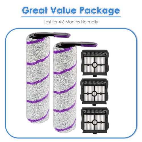 (5 Pack) S20 Pro Replacement Brush Rollers and HEPA Filters Compatible with Narwal S20 Pro Wet Dry Vacuum Cleaner, 2 Brush Rollers, 3 HEPA Filters, Replacement Parts