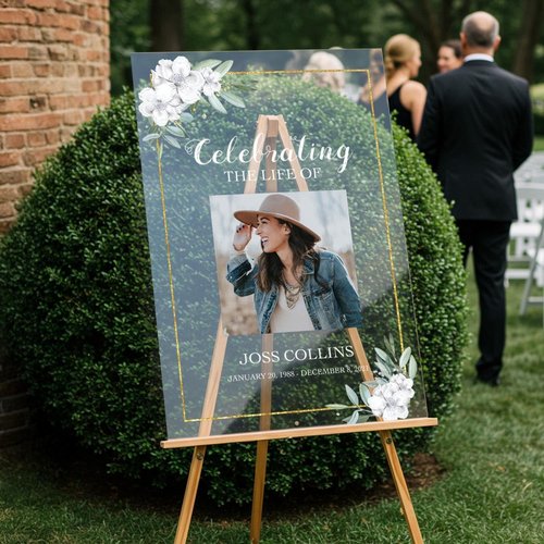 Custom Funeral Sign with Picture | Personalized Memorial Board for Loved Ones - Elegant Tribute Decoration