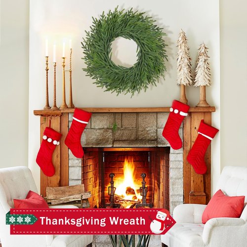 26 Inch Christmas Wreaths for Front Door Real Touch Large Xmas Winter Pine Cedar Wreaths for Windows Outdoor Indoor Christmas Holiday Home Yard Farmhouse Wall Front Door Porch Hanging Decor Clearance