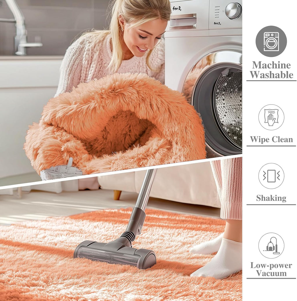 OLANLY Runner Rugs - Soft, Machine Washable Shaggy Design for Hallway & Bedroom | Muted Orange 2x8 ft
