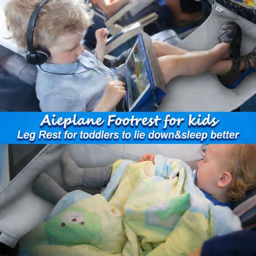 Qivine Toddler Airplane Bed, Traveling Airplane Bed with Fasten Belt, Flight Air Plane Seat Extender for Kids, Portable Beds Toddler Airplanes Seat Extender for Boys (Gray)