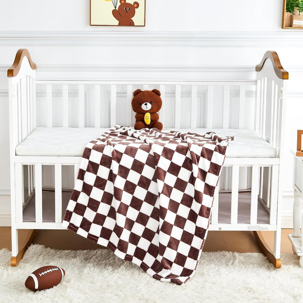 Yurhap Checkered Baby Blanket - Super Soft Fleece for Boys & Girls | 30x40 Inch, Warm & Lightweight