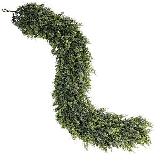 Christmas Cedar Garland - 9ft Artificial Cedar Garland Faux Lush Green Fake Pine Needles for Fireplace,Table,Window,Stairs,Mante,Holiday Indoor Outdoor Xmas Decor(1PCS)