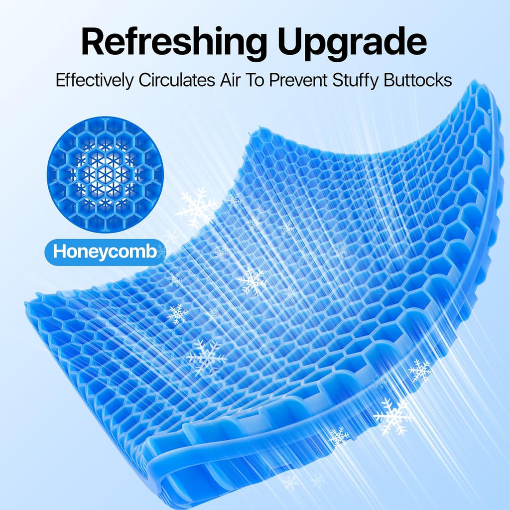Skiennix Gel Seat Cushion - Super Large & Thick Cooling Honeycomb Design for Office & Home Use
