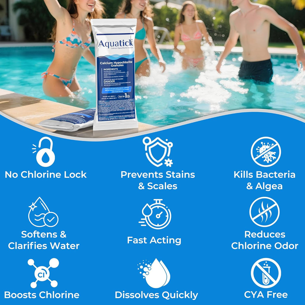 Pro-Grade Chlorine Pool Shock - 68% Cal-Hypo Granular Sanitizer for Crystal Clear Water | 2 Pack, 2lb