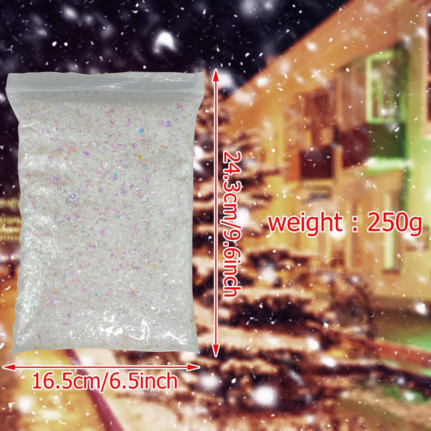 Skiennix Christmas Fake Snow Powder - 8.8 oz Sparkling Snow Filler for Holiday Crafts & Decorations