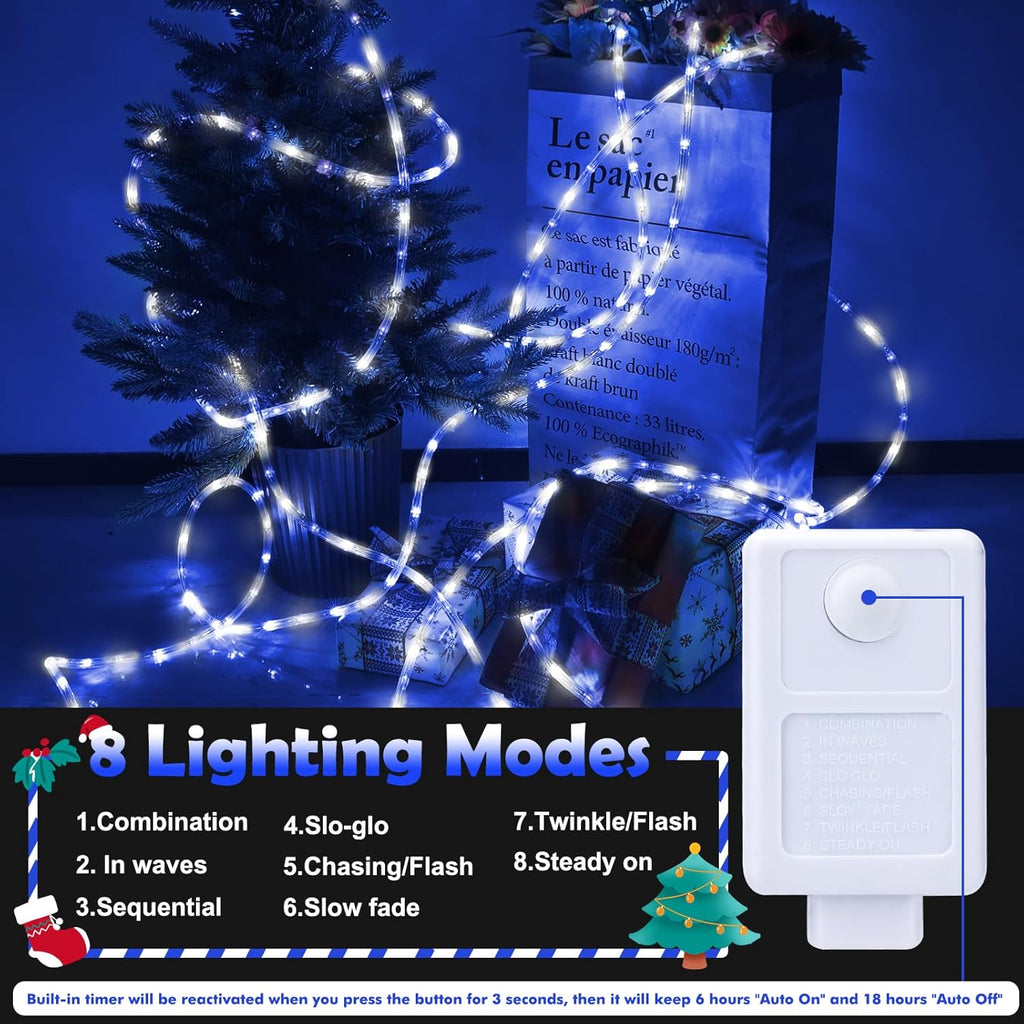 Skiennix 150ft LED Rope Lights - Waterproof & Flexible Tube Lighting | 8 Modes for Indoor/Outdoor Use