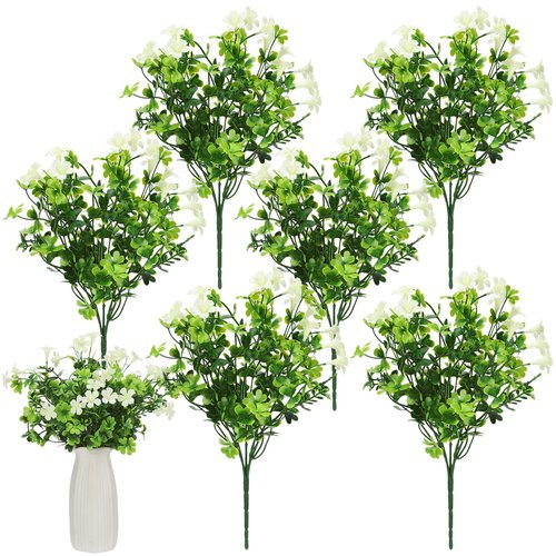 6 Bunch St Patricks Day Decoration Artificial Shamrock Plant for Faux Shamrock Pick Flower Stem Irish Clover Silk Floral Fake Green Leaf Realistic Flower Arrangement DIY Vase Home Table Decor(Elegant)