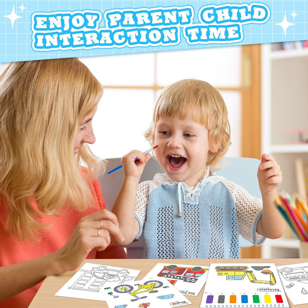 SOCOLER Watercolor Painting Kit - Mess-Free Traffic Theme Art Books for Toddlers Ages 1-8