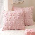 MIULEE Light Pink Bow Pillow Covers - Soft Plush Decorative Set of 2 for Coquette Room Decor | 18x18 Inch