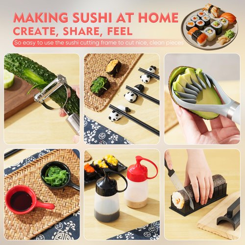 Sushi Maker Kit - 43-Piece Complete Set for Beginners with Sushi Bazooka Roller, Onigiri Mold, Nigiri Maker, Bamboo Rolling Mat & Accessories | Easy DIY Sushi Preparation at Home
