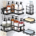 YASONIC Corner Shower Caddy - 5-Pack Rustproof Stainless Steel Organizer with Soap Holder | No-Drill Black Shelves