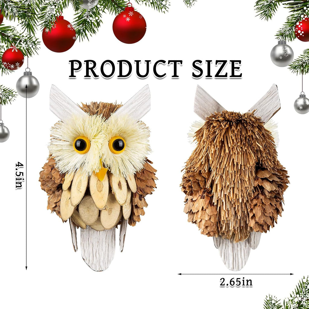 Woodland Christmas Ornaments by [Brand Name] - Handmade Rustic Owl Decorations | 4-Piece Set