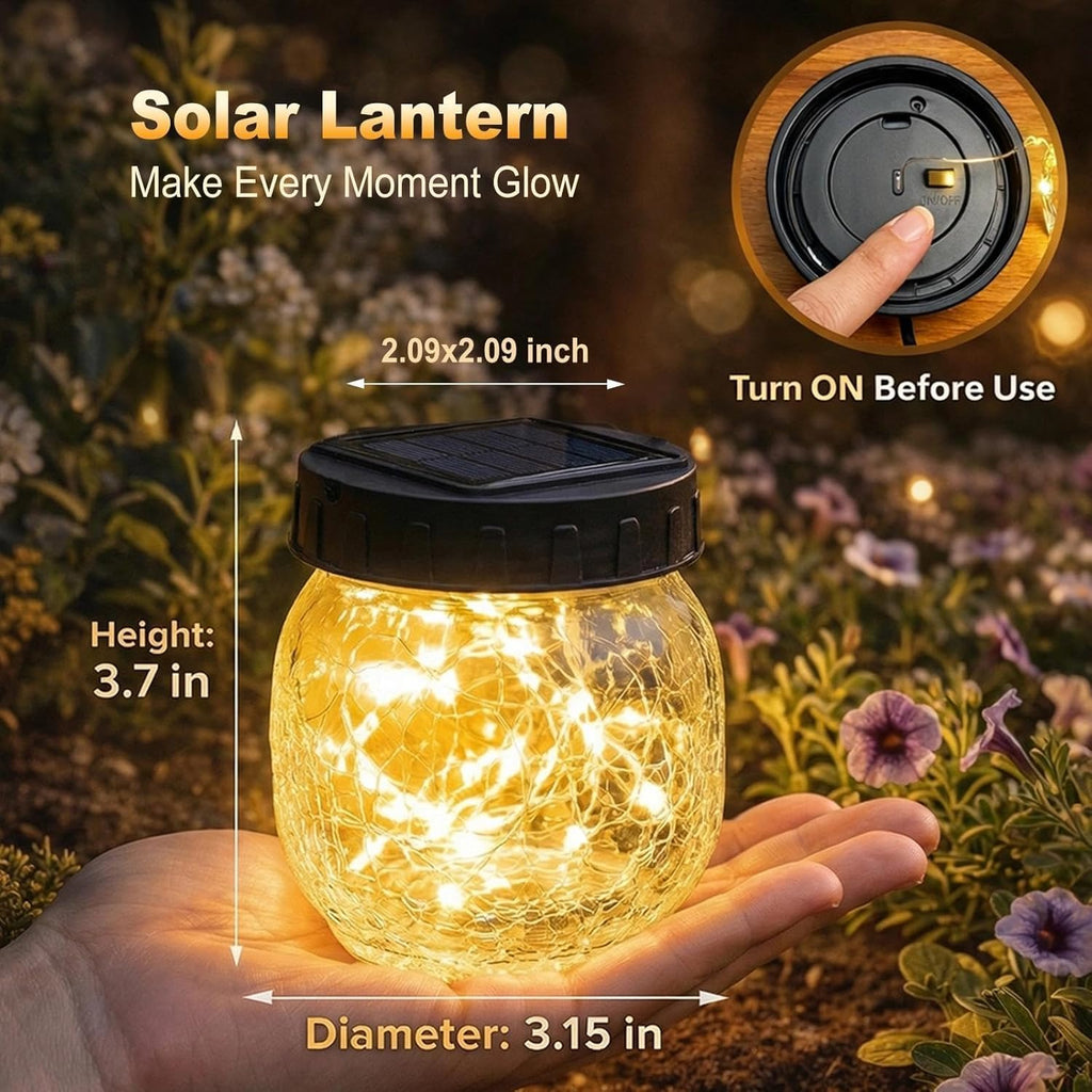 Skiennix 12 Pack Small Solar Lanterns - Waterproof Cracked Glass Globe Lights for Outdoor Decor | Warm White