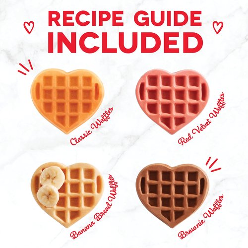 Dash Multi Mini Heart Waffle Maker - Waffle Maker for Family Breakfasts - Dual Nonstick Heating Plates & Easy-Release Surface - Compact & Fast-Heating - Red Heart