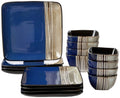 Elama 16 Piece Double Bowl Stoneware Dinnerware Set with Service for 4