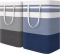 HomeHacks Large Waterproof Laundry Baskets - Collapsible Hampers with Reinforced Handles | Grey & Blue (75L Each)