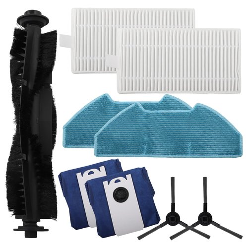 9pcs Vacuum Parts For BObsweep For in/For Robotic Vacuum Cleaner Accessories, 1 Main / 2 Side Brushes, 2 Replacement, 2 Microfiber Mop Pads, 2 Bags