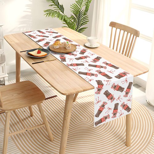 Heyfary She's Ready to Pop Table Runner Red Bow Retro Dirty Soda Bar Baby Shower Gender Reveal Party Decoration Home Kitchen Table Decor (13" x 72")