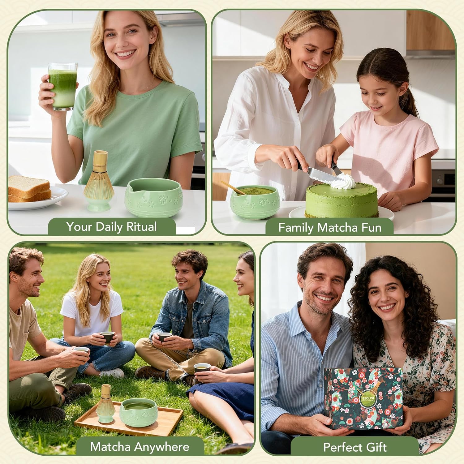 Skiennix Matcha Whisk Set - 8-Piece Ceramic Matcha Kit with Bowl, Chasen Holder & Scoop Rest | Perfect Gift for Matcha Lovers