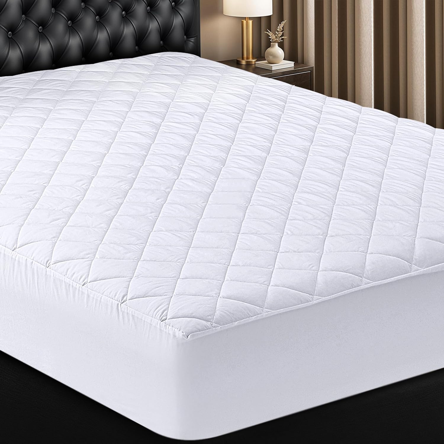 Utopia Bedding Quilted Fitted Mattress Pad - Full Size Deep Pocket Protector | Machine Washable, White