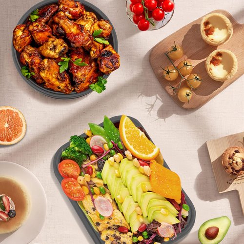 16 Pack Collapsible Food Storage Containers with Lid & Air Vent, 8 Rectangular and 8 Round Foldable Collapsible Silicone Lunch Containers Sets Bowls for Camping, Travel Trailer Must