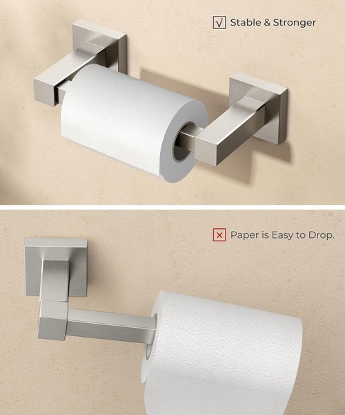 FORIOUS Stainless Steel Toilet Paper Holder - Rustproof Double Post Pivoting Design | 2-Pack Square