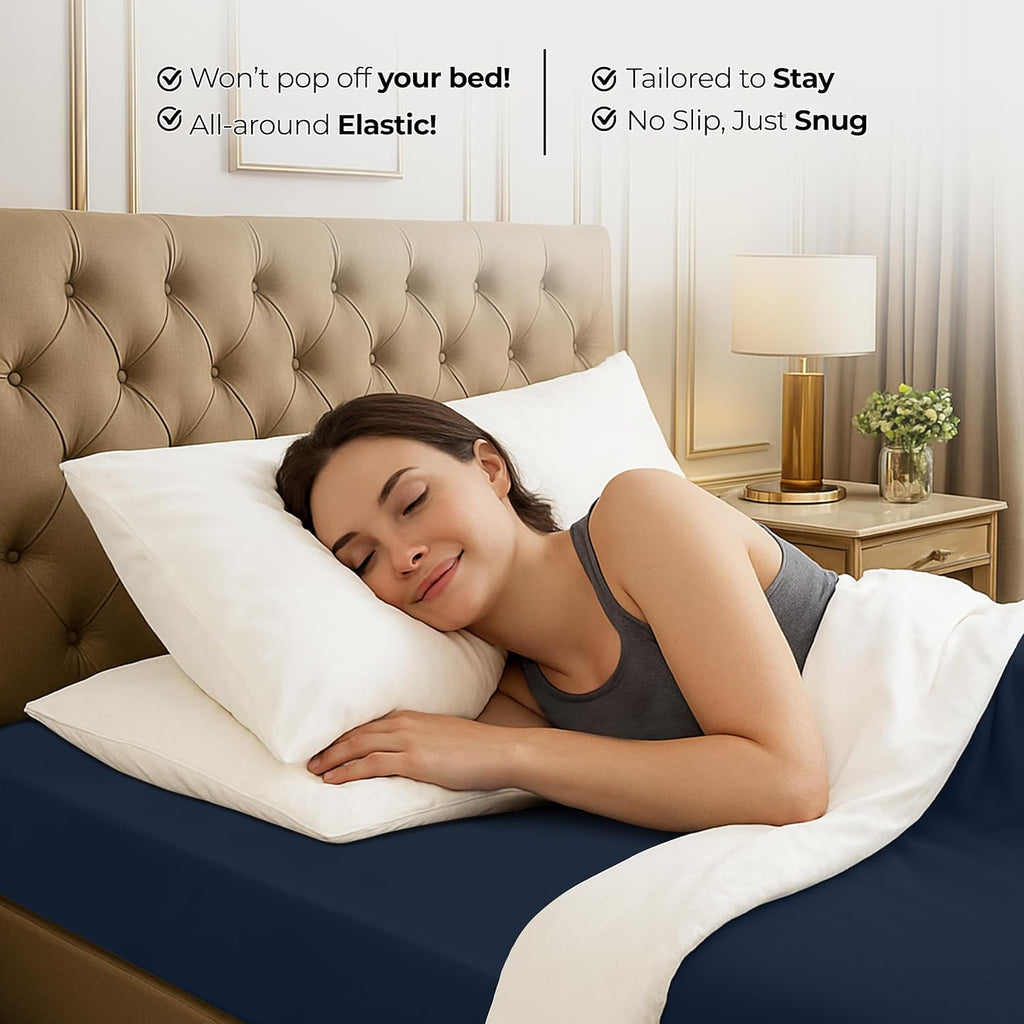 Utopia Bedding King Fitted Sheet - Deep Pocket Microfiber - Soft, Shrinkage & Fade Resistant - Navy