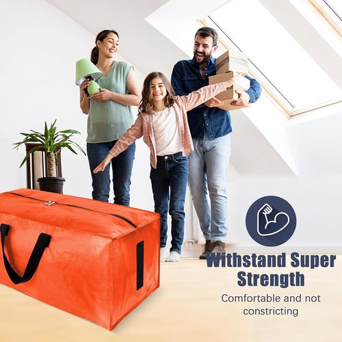 HOMESURE Large Water-Resistant Moving Bags - 12 Pack Heavy-Duty Storage Totes with Zippers & Handles | Space-Saving Orange Design