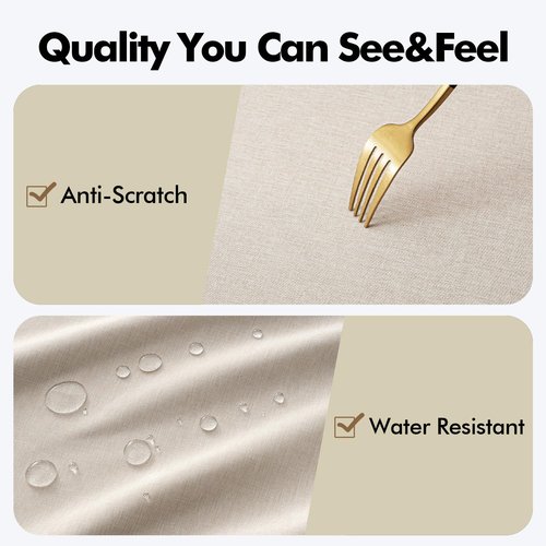 MIULEE Beige Rectangle Linen Polyester Tablecloth with Decorative Cutouts Spring Waterproof Stain Resistant & Shrink-Proof Table Cloth 60x144 inch Farmhouse Style for Dining Wedding and Outdoor