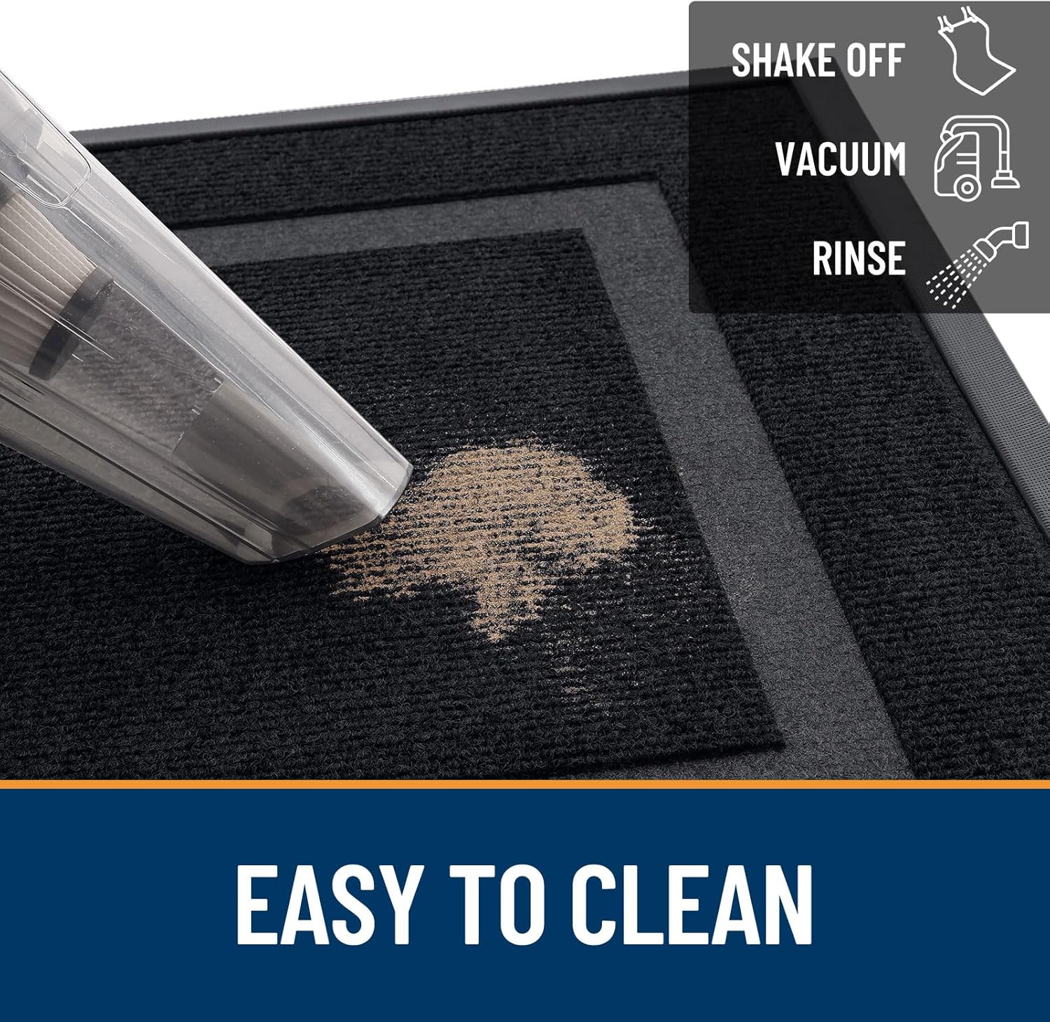 OLANLY Indoor/Outdoor Door Mat Set - Black Geometric Design (29.5x17 in & 32x20 in)