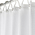 Creative Scents Fabric White Shower Curtain for Bathroom - 60" x 72" Spa, Hotel Luxury Matt Waffle Weave Square Design, Water Repellent, 230 GSM Weighty Cloth, for Decorative Bathroom Curtains