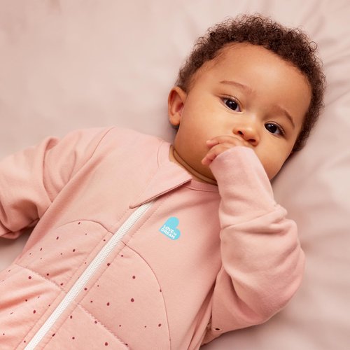 Love To Dream Sleep Bag, 2.5 TOG, Long Sleeve, Wearable Blanket & Built-in Quilt, Machine Washable Quilted Stretch Cotton (Rose Pebbles, 18-36 Months)