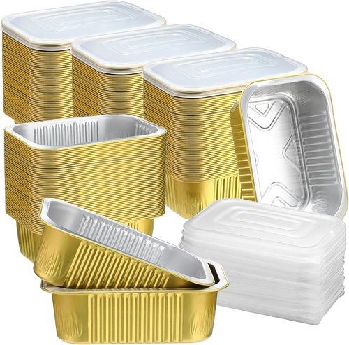 Baderke 30oz Aluminum Foil Pans - 50 Pack with Lids | Disposable Baking Trays for Easy Heating