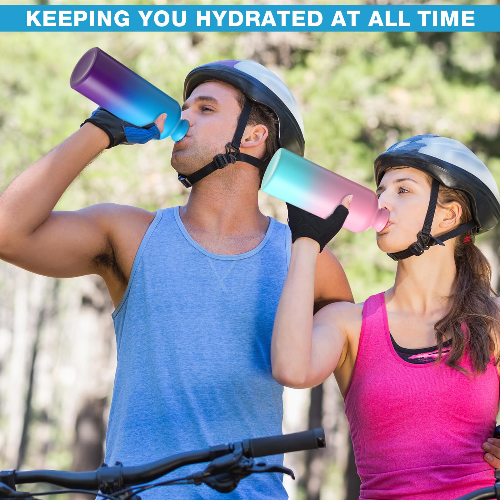 Potchen 18 Pcs Water Bottles Multipack Aluminum Bulk Graduation End of Year Nurse Teacher Gifts Metal Reusable Lightweight Sport School Leak Proof Twist Cap Gym Hiking Travel(Gradient Color,17 oz)