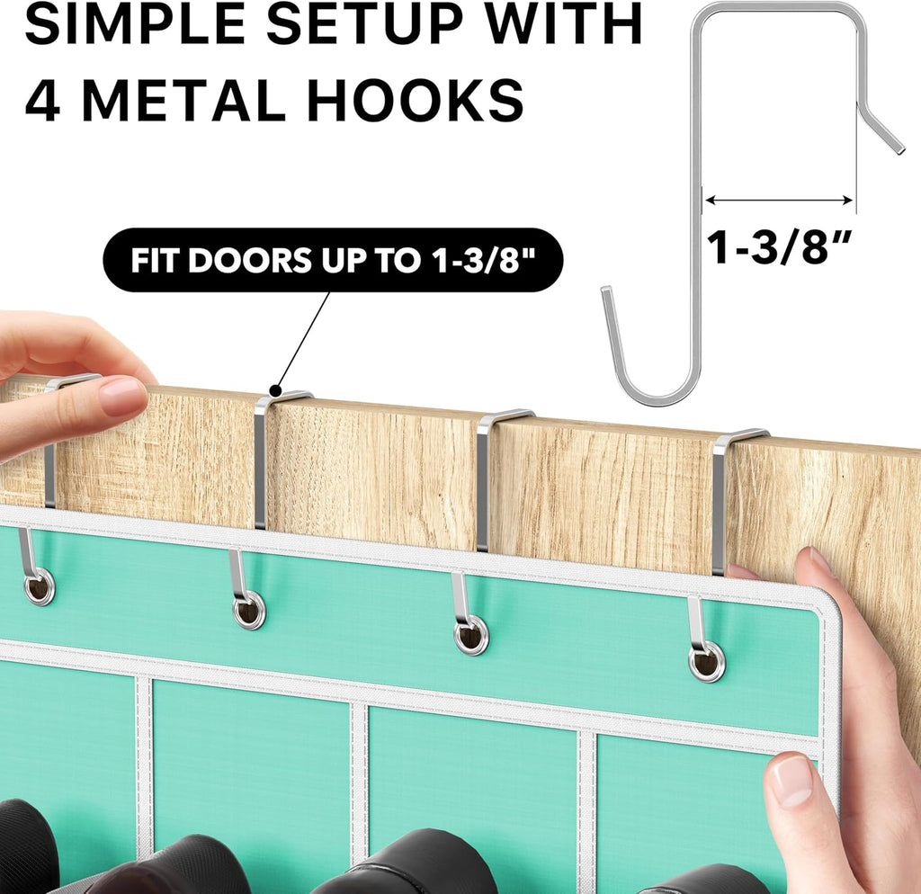 Simple Houseware 24-Pocket Over The Door Shoe Organizer - Crystal Clear, Turquoise (64'' x 19'')