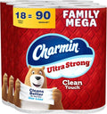Charmin Ultra Strong Toilet Paper - 2-Ply Clean Touch, 18 Family Mega Rolls (90 Regular Rolls) - White