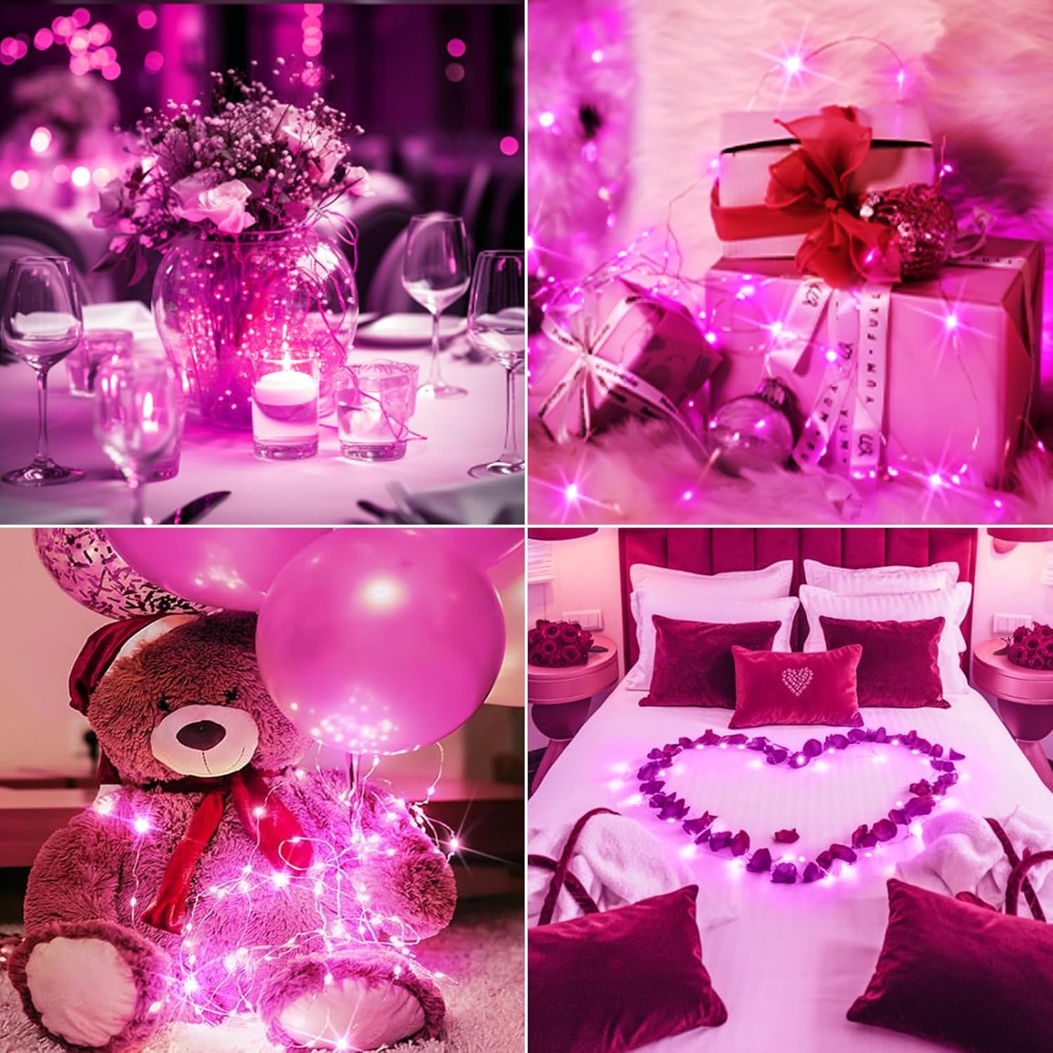 Btfarm Pink Fairy Lights - 12 Pack Battery Operated Twinkle String Lights | 7ft Waterproof for Weddings & Decor