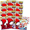 Spidey and His Amazing Friends Coloring Books Bulk - Spiderman Party Supplies Bundle with 12 Jumbo Spidey Activity Books with Coloring Pages, Activities, More Plus Tattoos | Spidey Party Favors Bulk