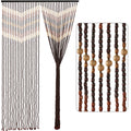 HYVAKUPPA 35.5" x 75" Boho Wood Bead Curtain for Doorways 40 Strands Door String Curtains Handmade Beaded Curtain Window Hanging Room Divider Wave Pattern for Home Decoration, Dark Brown