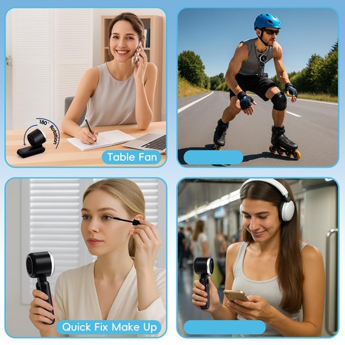 Jancane Personal Handheld Fan,High-Speed Turbo Fans,5-Speed with LED Display,Powerful Motor,4000mAh,USB Rechargeable Portable Cooling Fan for Outdoor Activities,Travel,Working,Black
