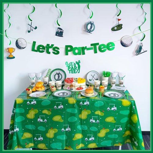 Golf Party Decorations, 159PCS Golf Birthday Decorations Include Banner Cake Toppers Plates Tablecloth, Golf Themed Party Supplies Serves 25