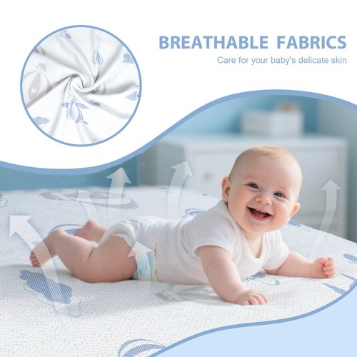 voomf Pack and Play Mattress - 38"x26" Pack N Play Mattresses Pad with Breathable Removable Cover - Dual-Sided Memory Foam Foldable Portable Baby Crib Mattress, Balloon