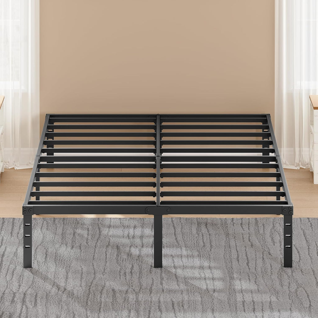 Skiennix 14-Inch Metal Bed Frame - Heavy Duty Full Size Mattress Foundation with Underbed Storage, Black
