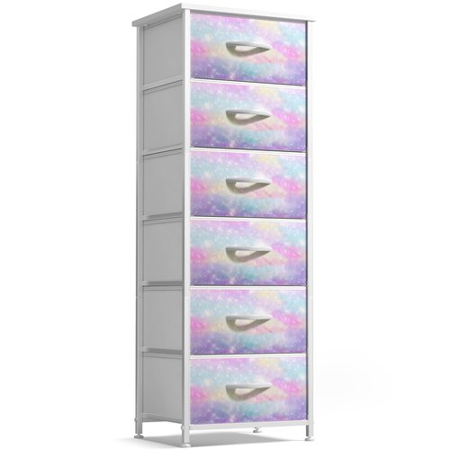 Sorbus Dresser Storage Tower, Organizer Drawers for Closet Boys & Girls Bedroom, Bedside Furniture, Chest for Home, College Dorm, Steel Frame, Wood Top, Fabric Bins(Aqua)