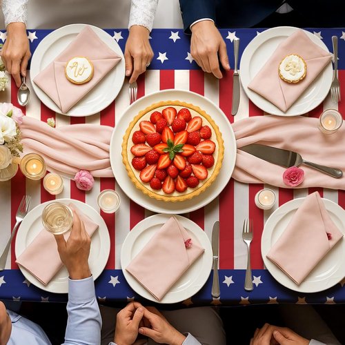 American Flag Tablecloths by [Brand Name] - 54" x 108" Disposable Patriotic Party Decor | 2-Pack