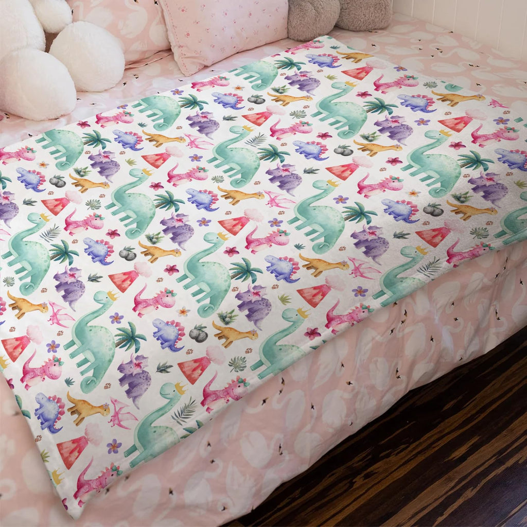 HawSkgFub Dinosaur Baby Blanket for Girls Gift Pink Purple, Tropical Dino Lover Flannel Fleece Nursery Bed Swaddle Receiving Blankets, Soft Lightweight Newborn Toddler Infant Crib kids Bedding 30 x 40