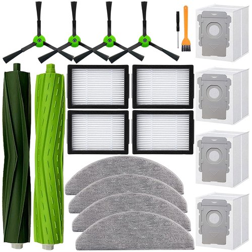 Replacement Parts Accessories for iRobot Roomba Combo i5, i5+, j5, j5+ Robot Vacuum Cleaner, 1 Set of Roller Brush & 4 Filters & 4 Mop Pads & 4 Vacuum Bags & 4 Side Brushes