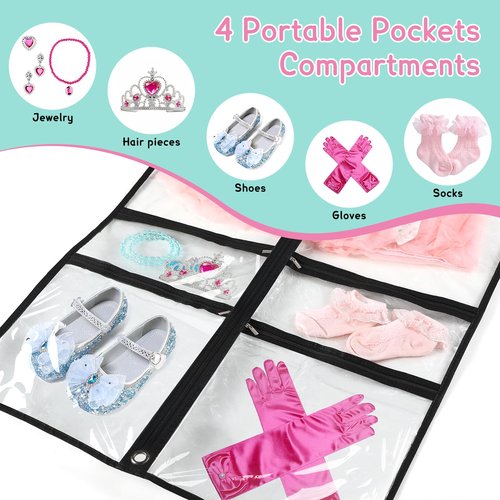 10 Pack Garment Bags for Dance Costumes,40" Kids Clear Garment Bags for Hanging Clothes with 4 Zipper Pocket,Dance Competition Must Haves for Dance Competition, Travel, Closet Storage(Black)